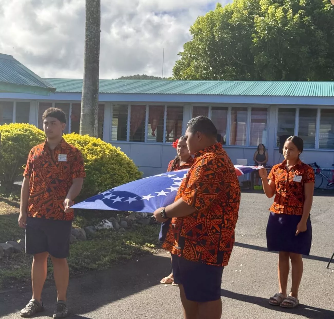 Tereora College student leadership re-introduce flag-raising ceremony