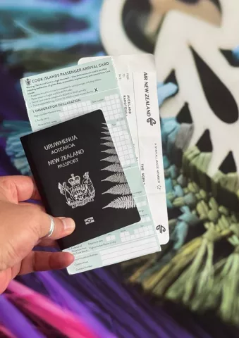 passport, arrival card and boarding pass image