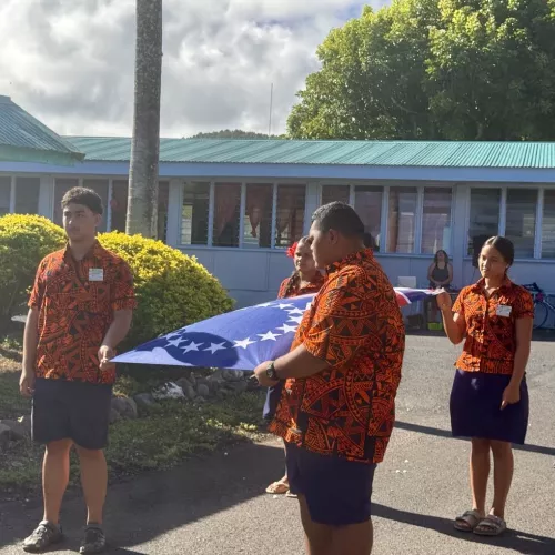 Tereora College student leadership re-introduce flag-raising ceremony